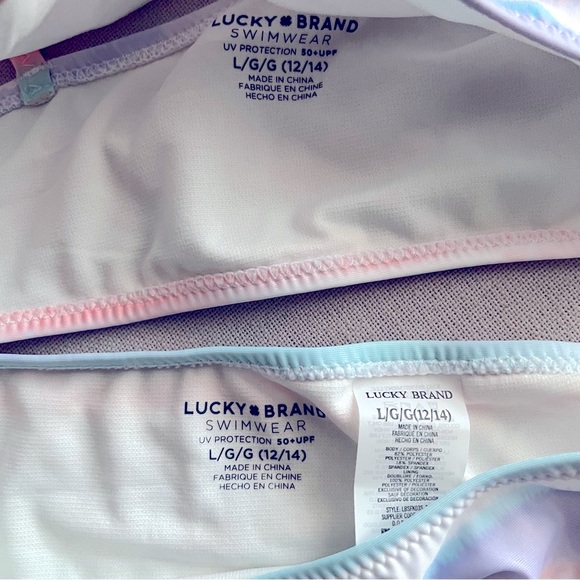 Lucky Brand 2-Piece Bikini Set Blue Tint, Size L (12/14) New w/Tag - Picture 5 of 9